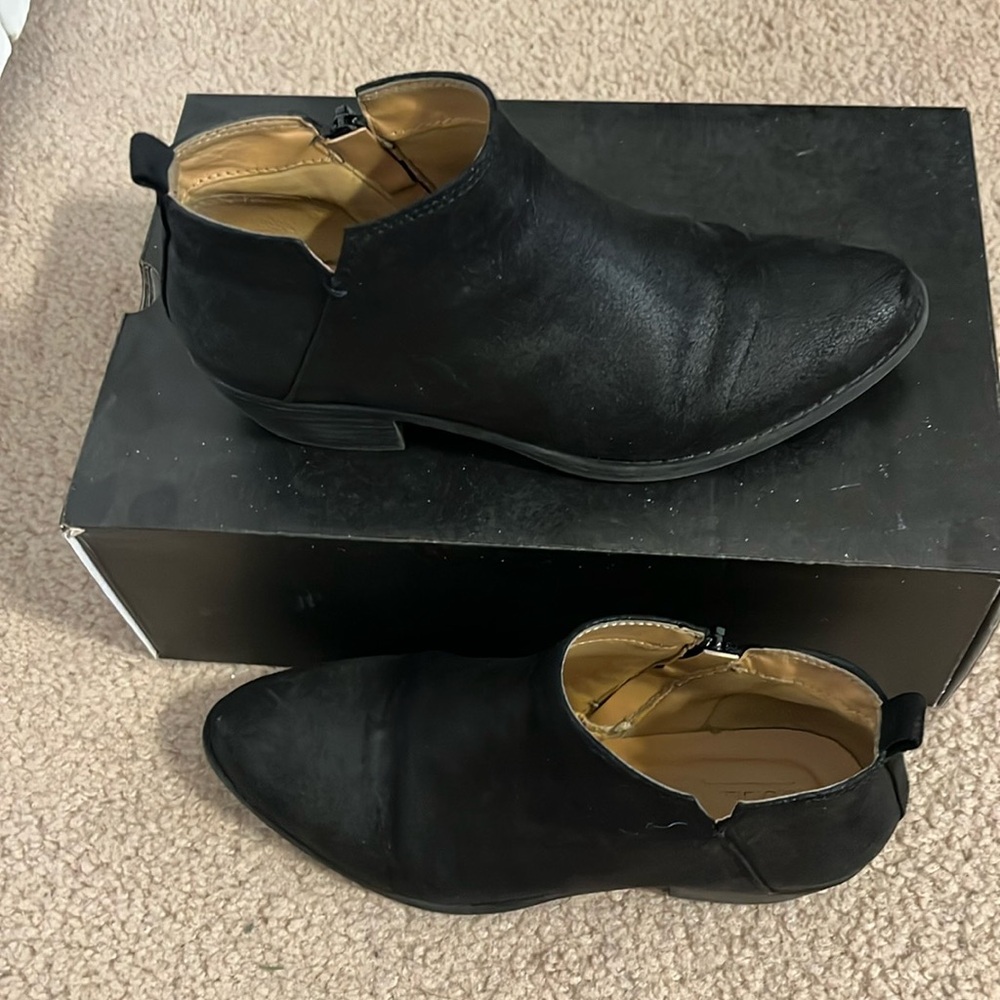Black microsuede ankle boots